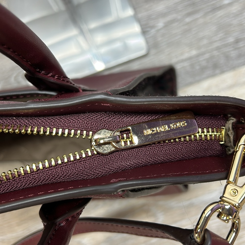 Michael Kors Burgundy and Black Satchel - Picture 6 of 14